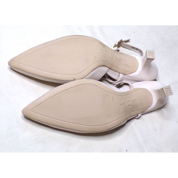 ๐PAUL GREEN Tabitha Slingback Pointed Toe Kitten Heel Pump Shoes 8.5 Ivory - Picture 10 of 10